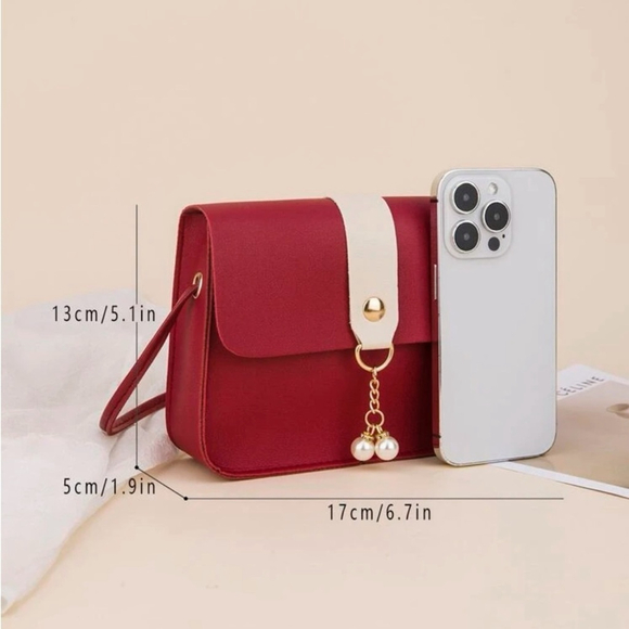 ⚠️Clearance Burgundy Red Mini Color Block Crossbody Bag - Picture 5 of 5